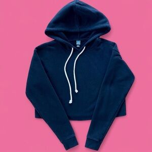 🐼 Black Wild Fable crop top hoodie with white drawstrings. Size XS